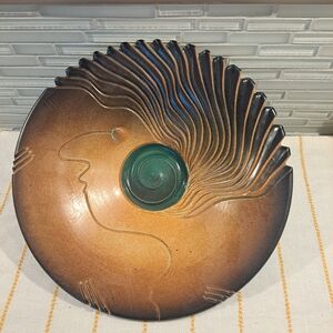 Mark Untener Teal-Center Art Pottery Plate Signed Studio Charger